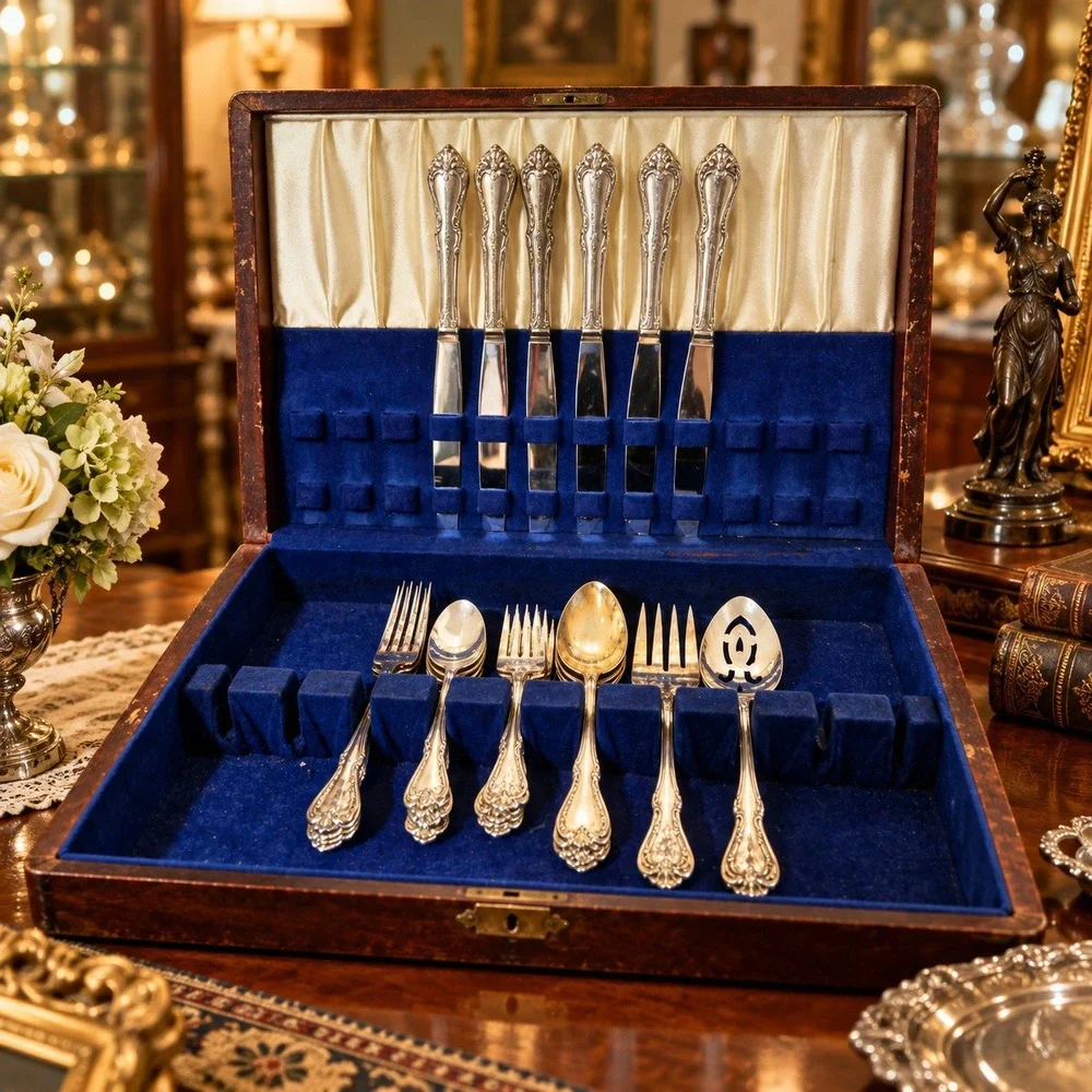 Wm. A. Rogers Oneida Flatware Set 23pc Silver Overlaid Memory Pattern